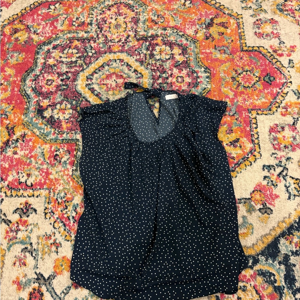 LC Lauren Conrad Black and White Polka Dot Blouse